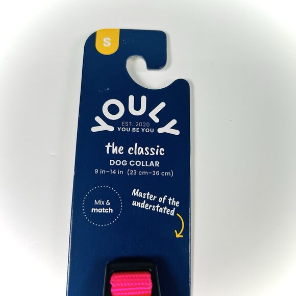 YOULY The Classic Hot Pink & Black Webbed Nylon Dog Collar, Small Pet 9”-14” NWT - Picture 2 of 6